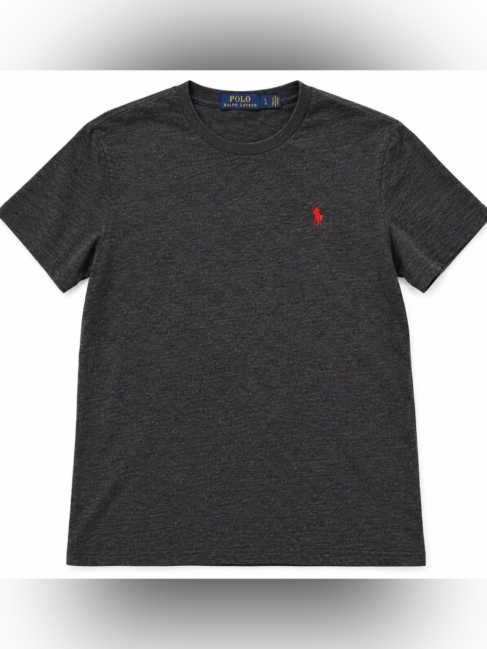 EUC Polo Ralph Lauren Men’s Large Charcoal Gray Red Pony Logo T-Shirt